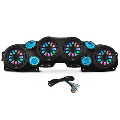 DS18 JL-SBAR/BK.HT Jeep overhead sound bar loaded with four 8-inch NXL-IQ8 marine speakers and four PRO-TW4L tweeters