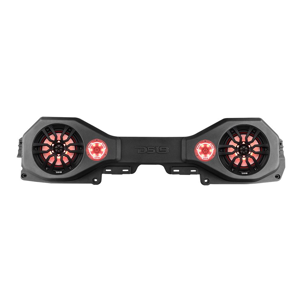 DS18 JL-SBAR22/BK sound bar shown loaded with 8-inch speakers and tweeters