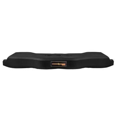 DS18 JL24-SBAR/BK sound bar top edge with the digital LED logo badge lit orange