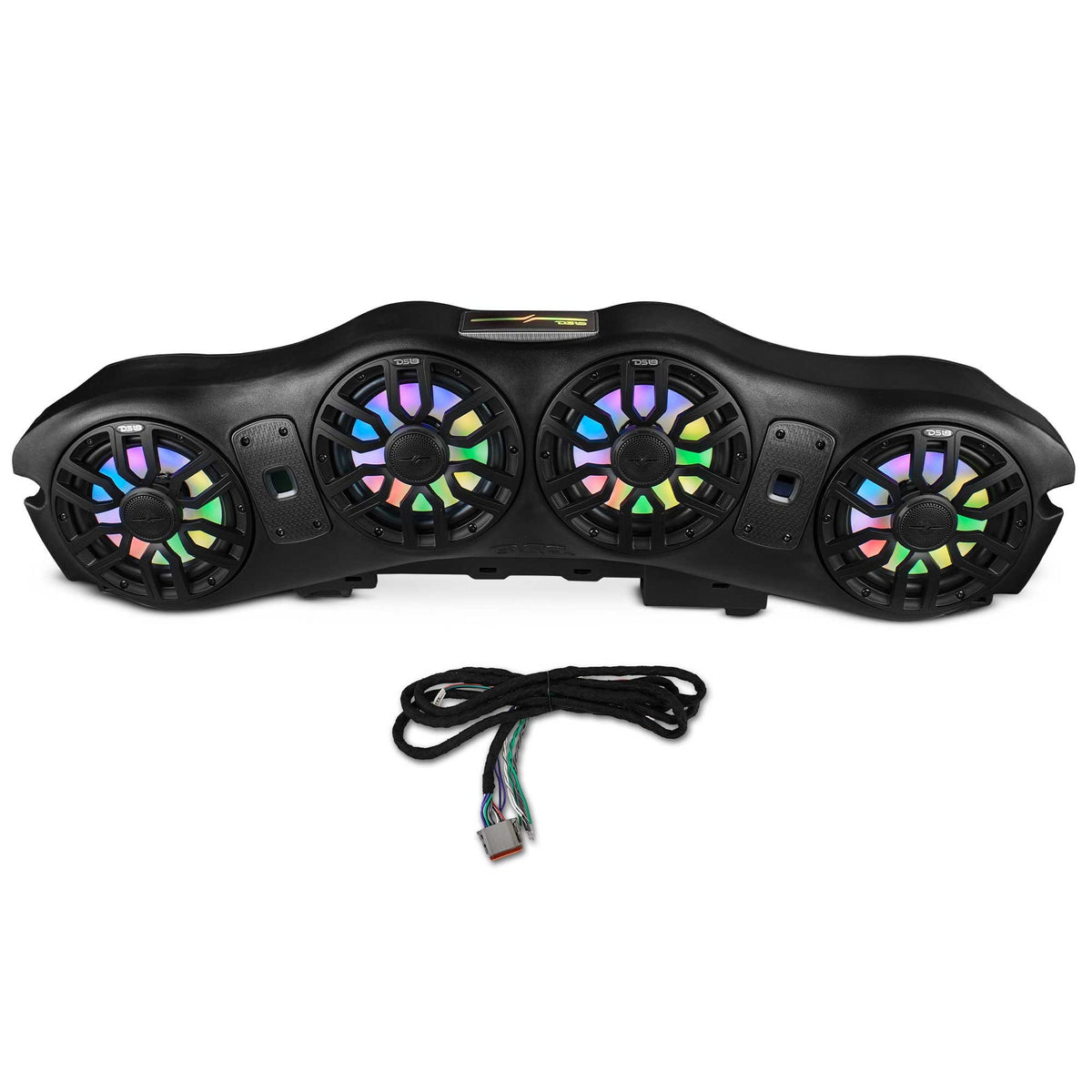DS18 JL24-SBAR/BKLD Jeep overhead sound bar loaded with four 8-inch NXL-IQ8 marine speakers, black