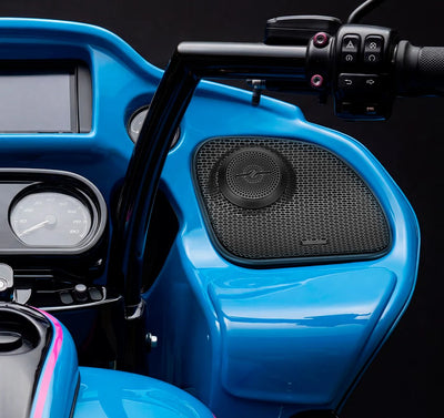 Harley-Davidson 2014–2023 Front Stage Audio Upgrade Kit | 6.5" Slim Midrange Speakers + Bullet Tweeter NVY Grilles