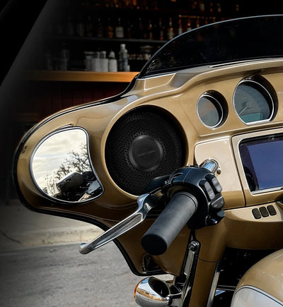 Harley-Davidson 2014–2023 Front Stage Audio Upgrade Kit | 6.5" Slim Midrange Speakers + Bullet Tweeter NVY Grilles