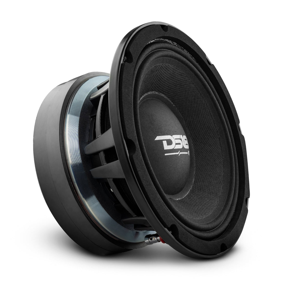 DS18 PRO-1KP8 PANCADÃO 8" mid-bass loudspeaker, three-quarter view showing the cone, DS18 dust cap and cast basket