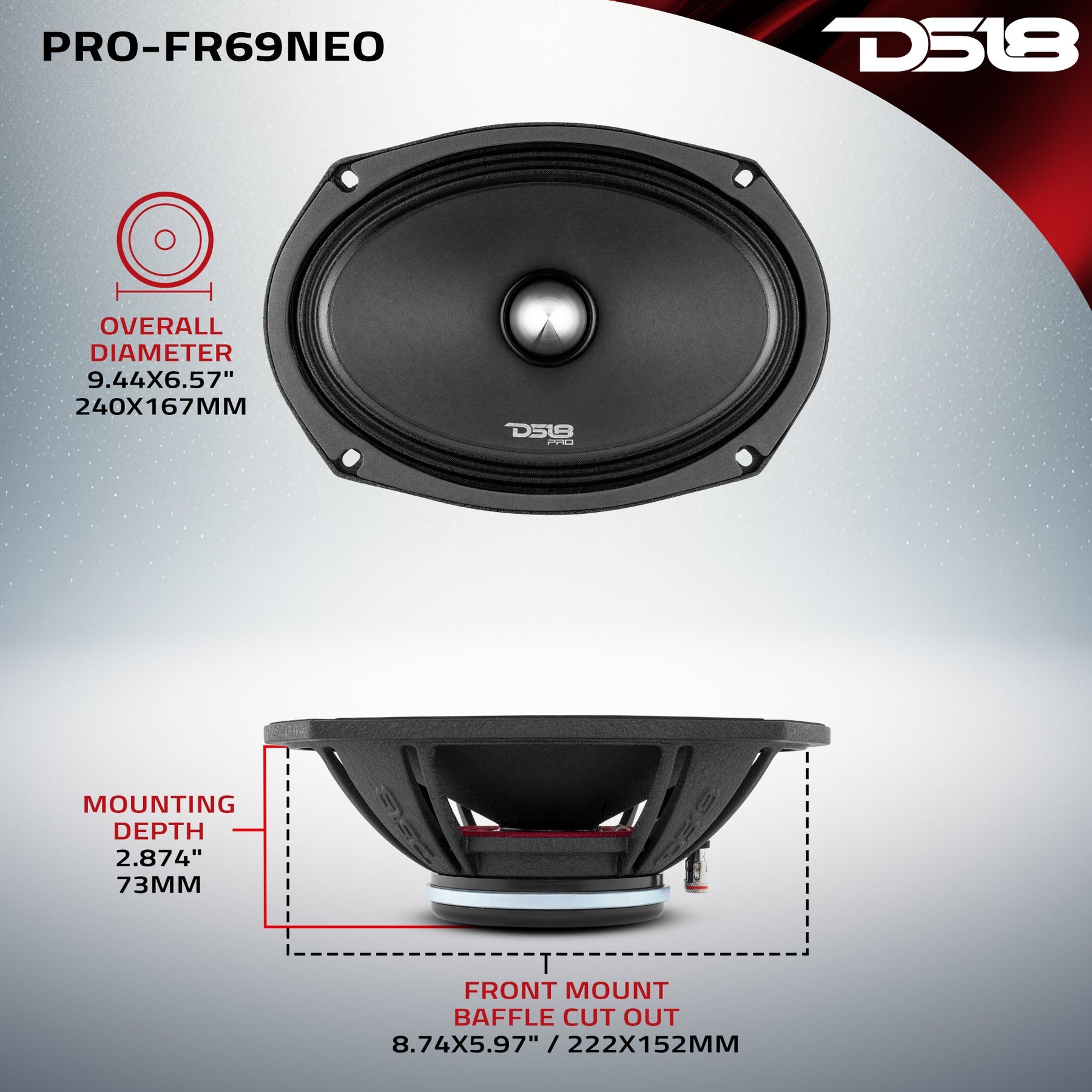 DS18 PRO-FR69NEO dimensions diagram