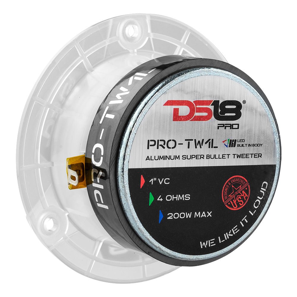 DS18 PRO-TW1L rear view showing ferrite magnet and wiring