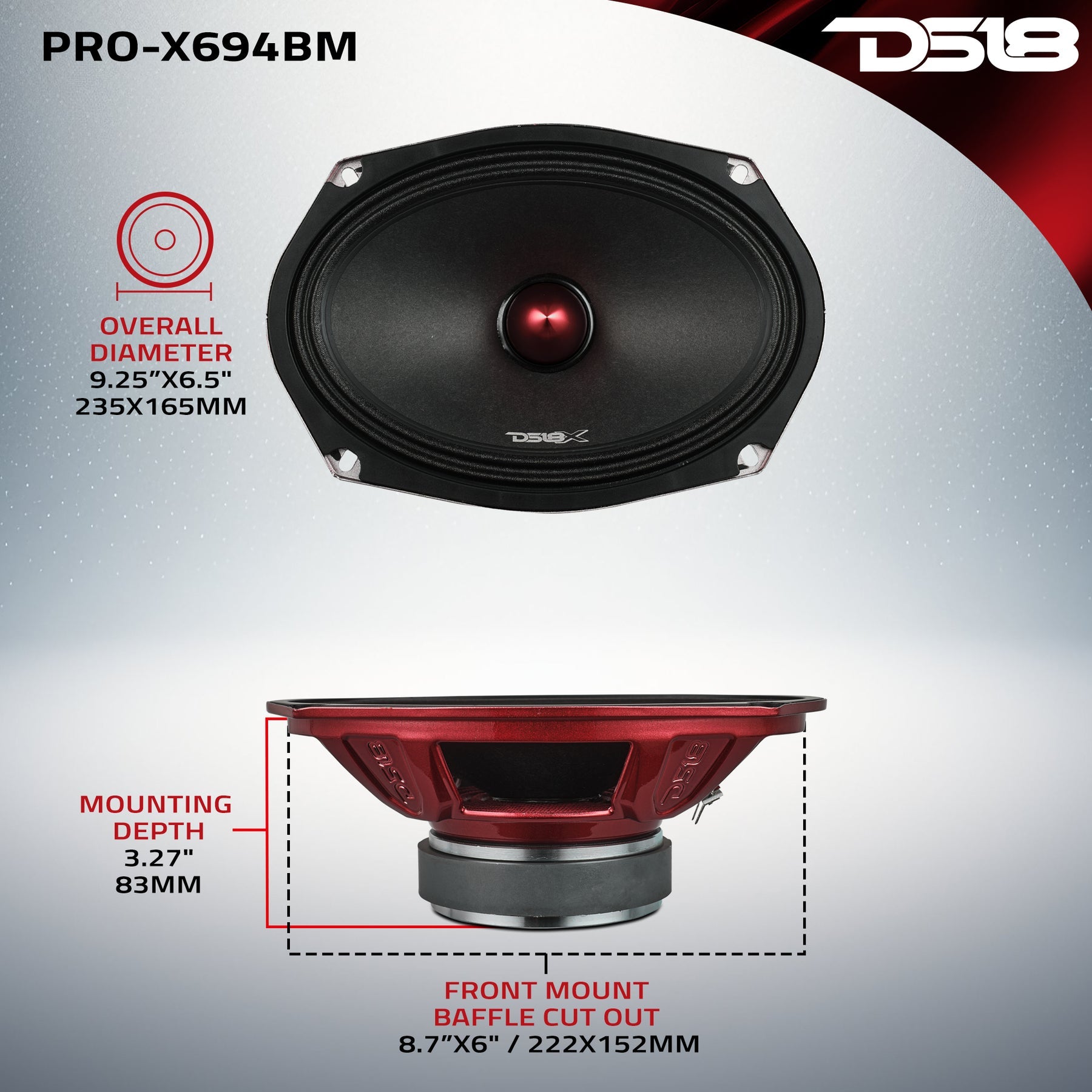 DS18 PRO-X694BM dimensions diagram