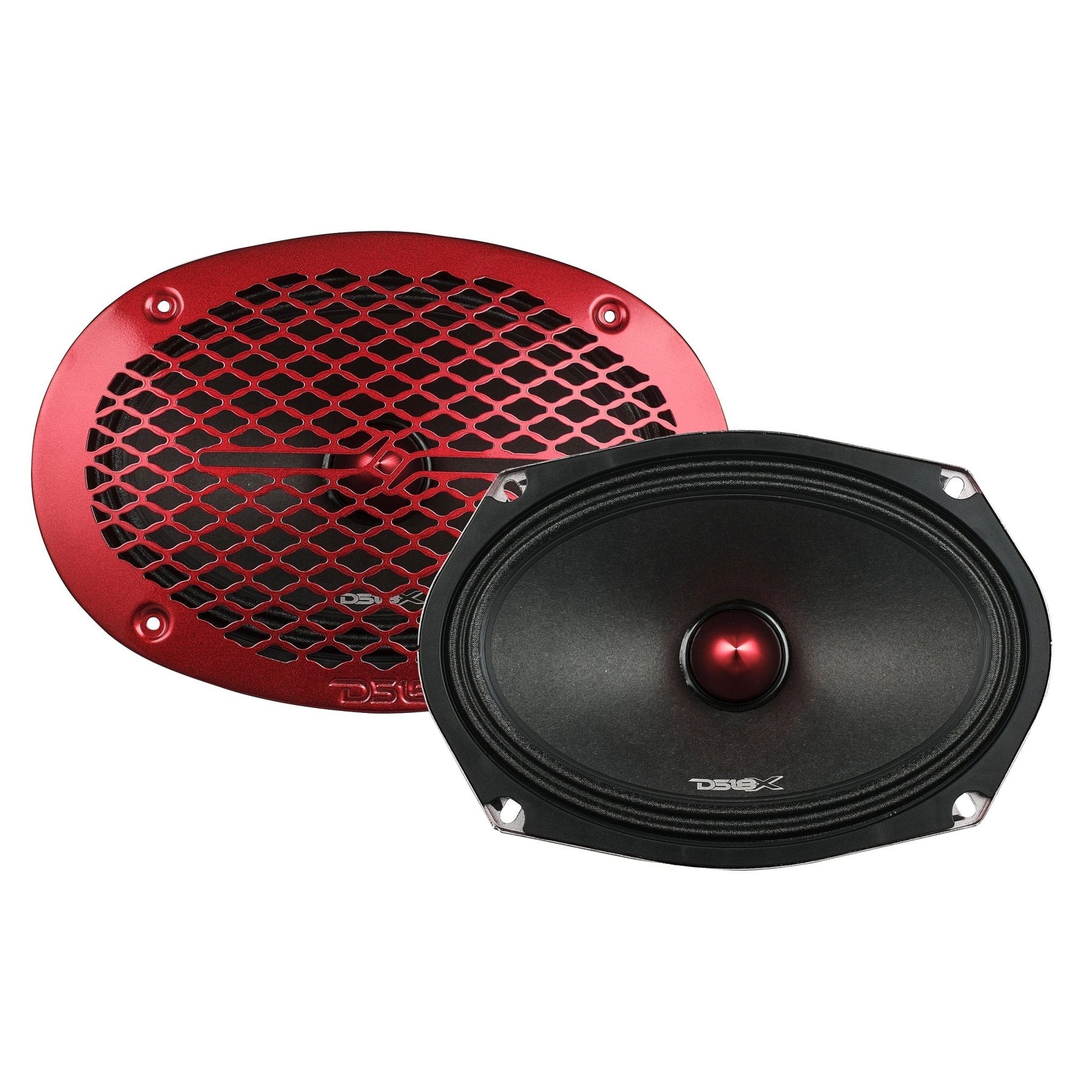 DS18 PRO-X694BM front view with and without grill