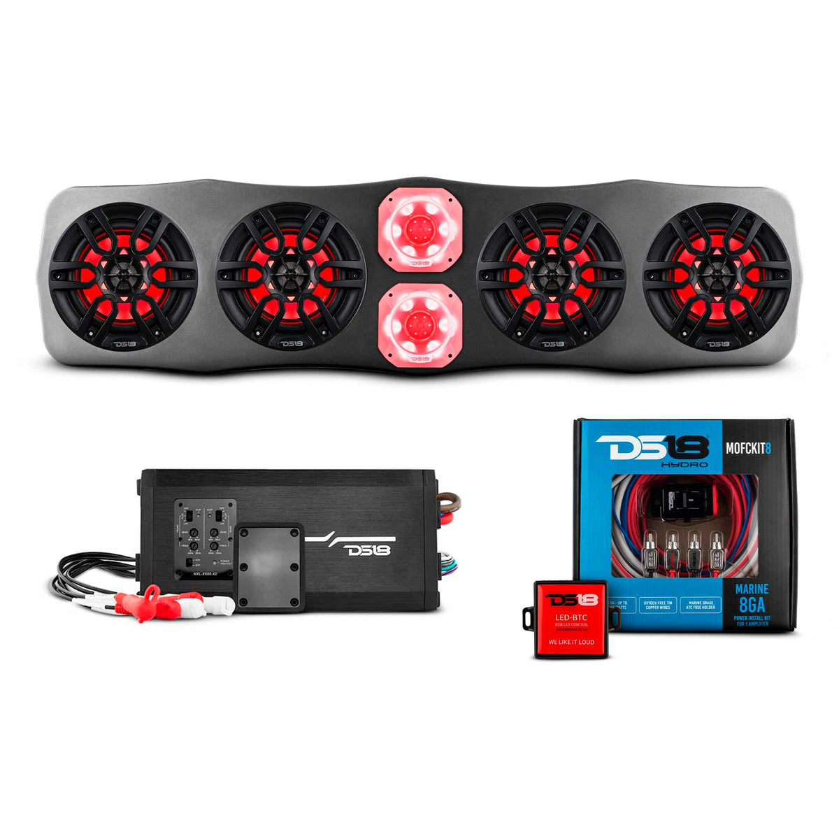 DS18 RCBAR46-37-RZRPKG Polaris RZR soundbar package — black plastic grille speakers