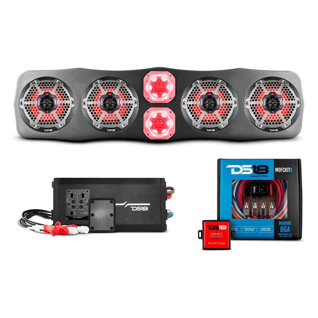 CAN-AM Soundbar With Amplifier and Installation Kit - Loaded with 4x 6.5" Marine Speakers & 2x 4" Super Bullet Tweeters