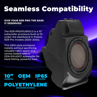 DS18 RZR-PROFSUB10LD loaded subwoofer enclosure profile info 2