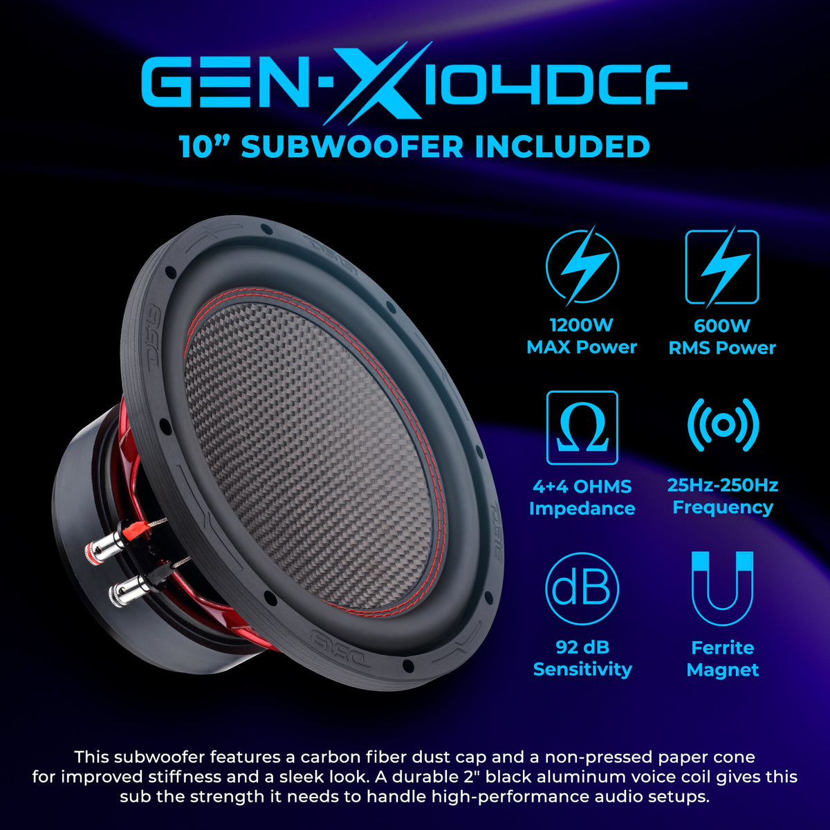 DS18 RZR-PROFSUB10LD loaded subwoofer enclosure profile info 3