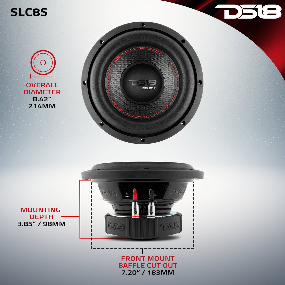 DS18 SLC8S 8" subwoofer, additional view