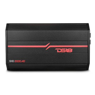 DS18 SXE-3000.4D 4-channel Class D full-range amplifier in black brushed aluminum