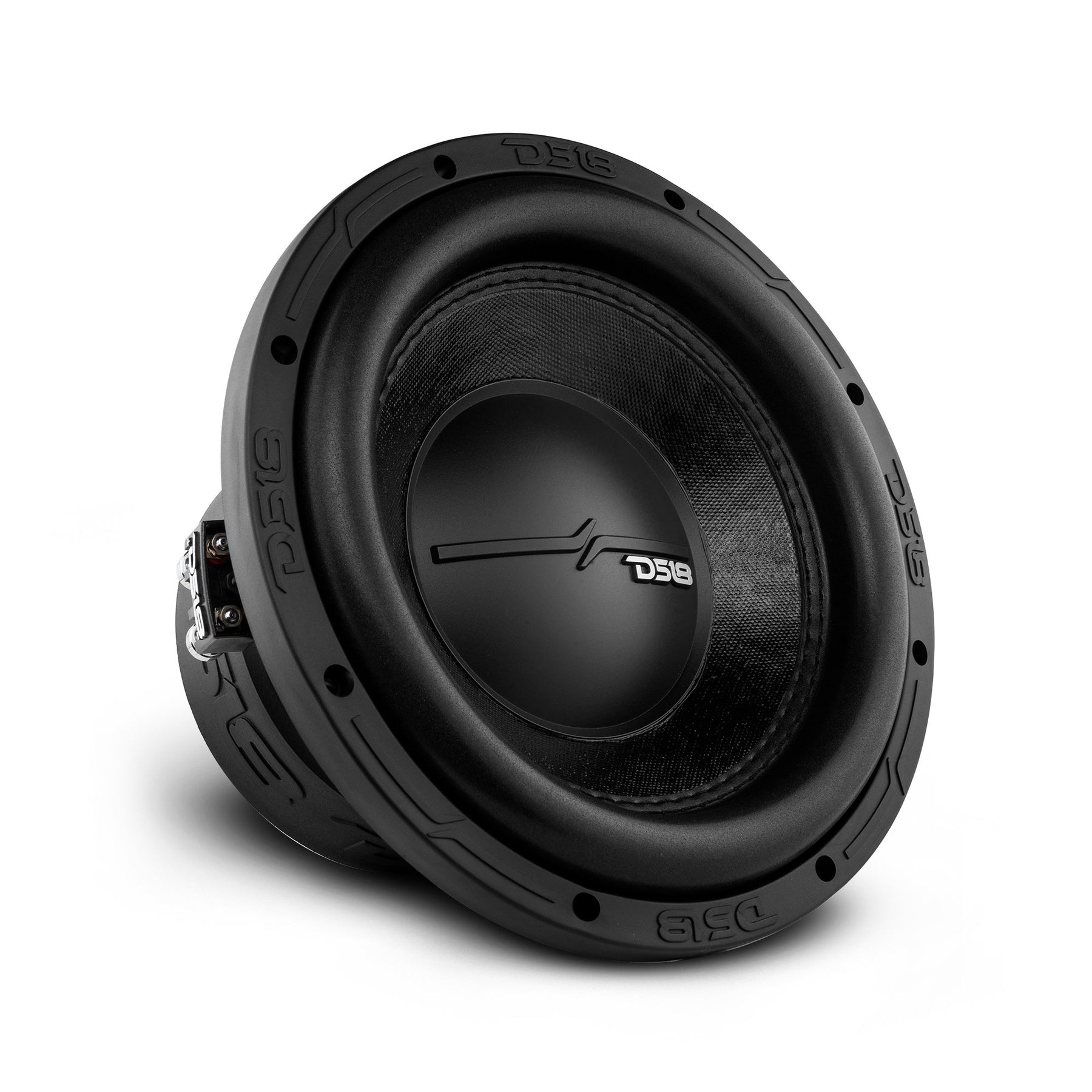 DS18 ZR10.4D 10 inch subwoofer dual 4-Ohm, angled right view