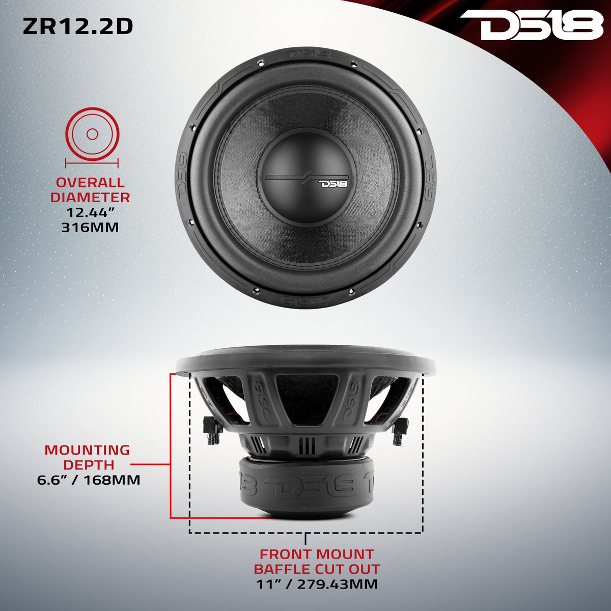 DS18 ZR12 12" subwoofer, additional view