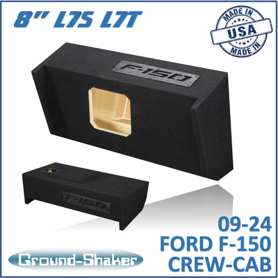 Ground Shaker GS-DF150KK18B single 8 inch sealed Solobaric-style sub box for 2009-2026 Ford F-150 Crew Cab