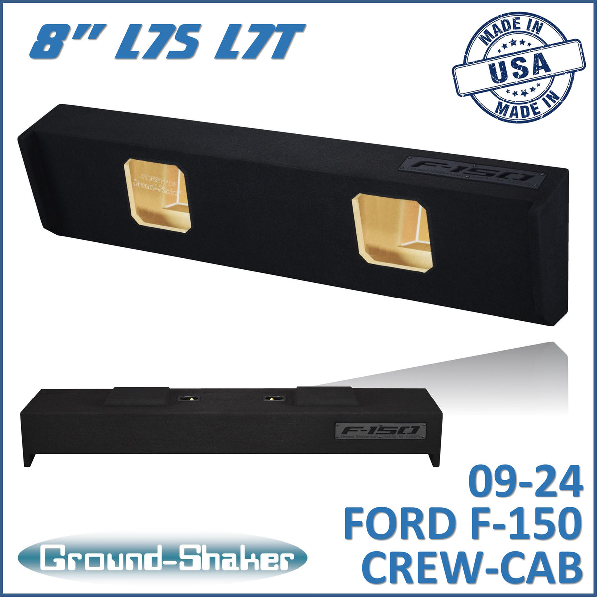 Ground Shaker GS-DF150KK28B dual 8 inch sealed Solobaric-style sub box for 2009-2026 Ford F-150 Crew Cab