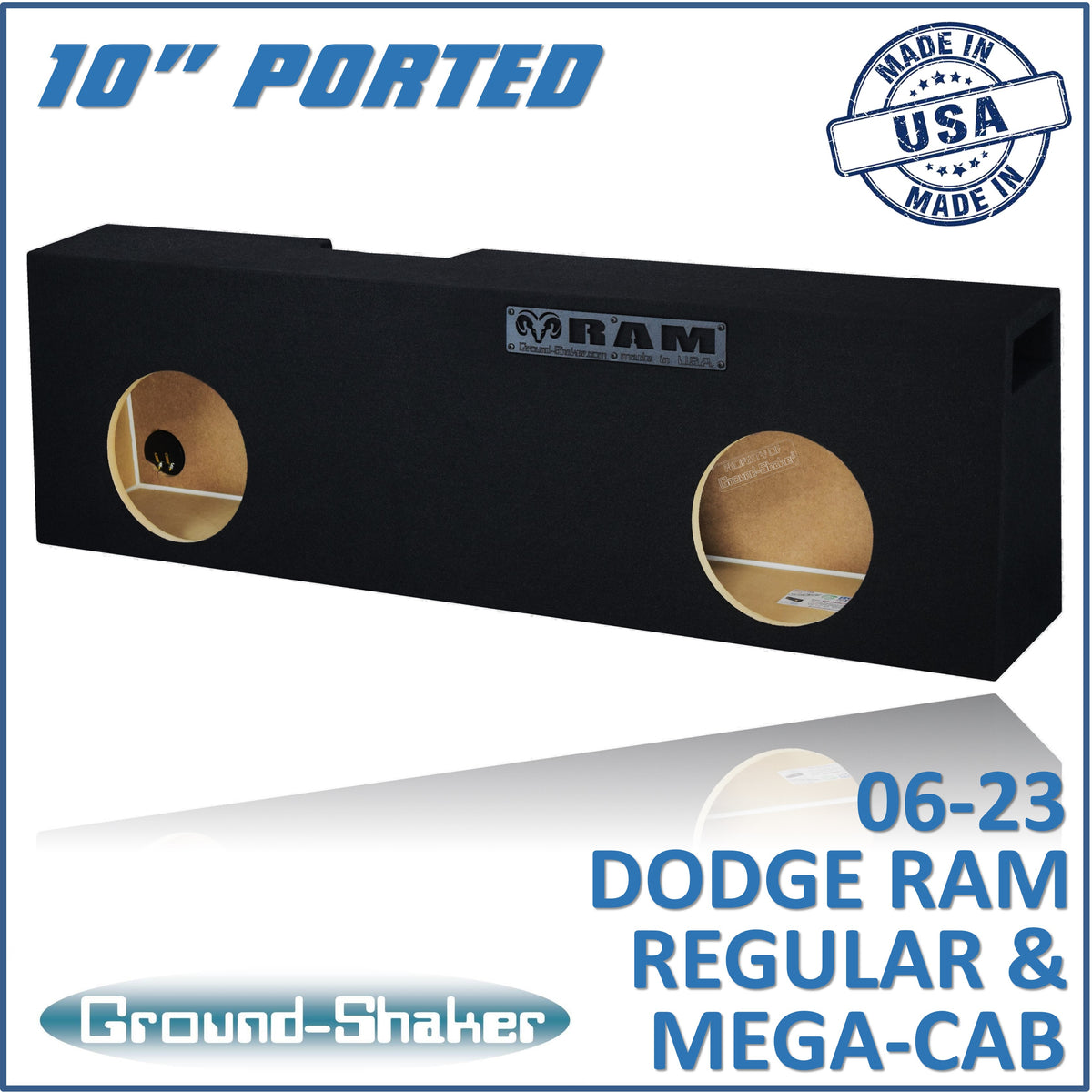 Ground Shaker GS-DRSCP210B subwoofer enclosure for Fits 06–26 Dodge Ram Mega Cab
