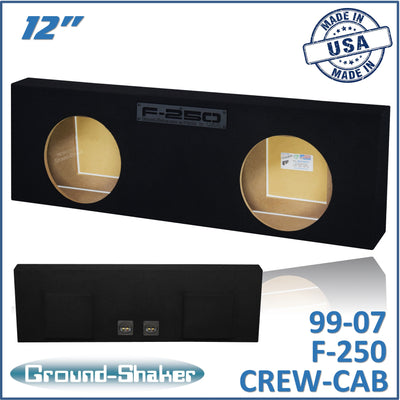 Ground Shaker GS-F250212B dual 12 inch sealed sub box for 99-07 Ford F-250 Crew Cab — front view