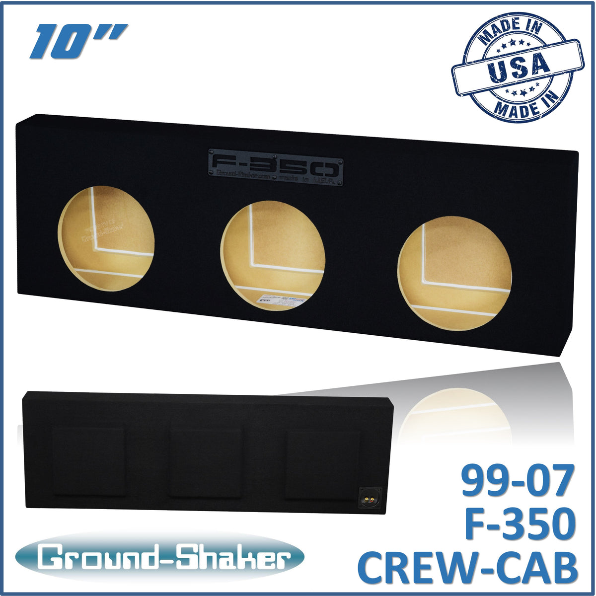 Ground Shaker GS-F350310B triple 10-inch sealed sub box for 99–07 Ford F-350 Crew Cab, front view