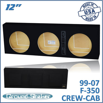 Ground Shaker GS-F350312B triple 12-inch sealed sub box for 99–07 Ford F-350 Crew Cab, front view