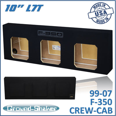 Ground Shaker GS-F350L7T310B triple 10-inch sealed L7T sub box for 99–07 Ford F-350 Crew Cab, front view