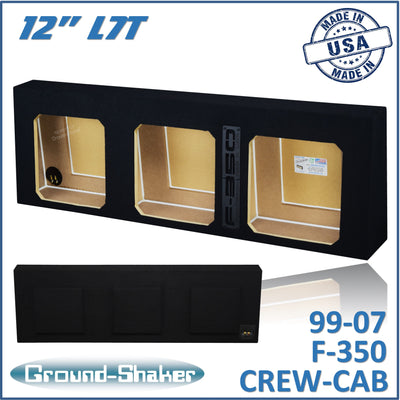 Ground Shaker GS-F350L7T312B triple 12-inch sealed L7T sub box for 99–07 Ford F-350 Crew Cab, front view