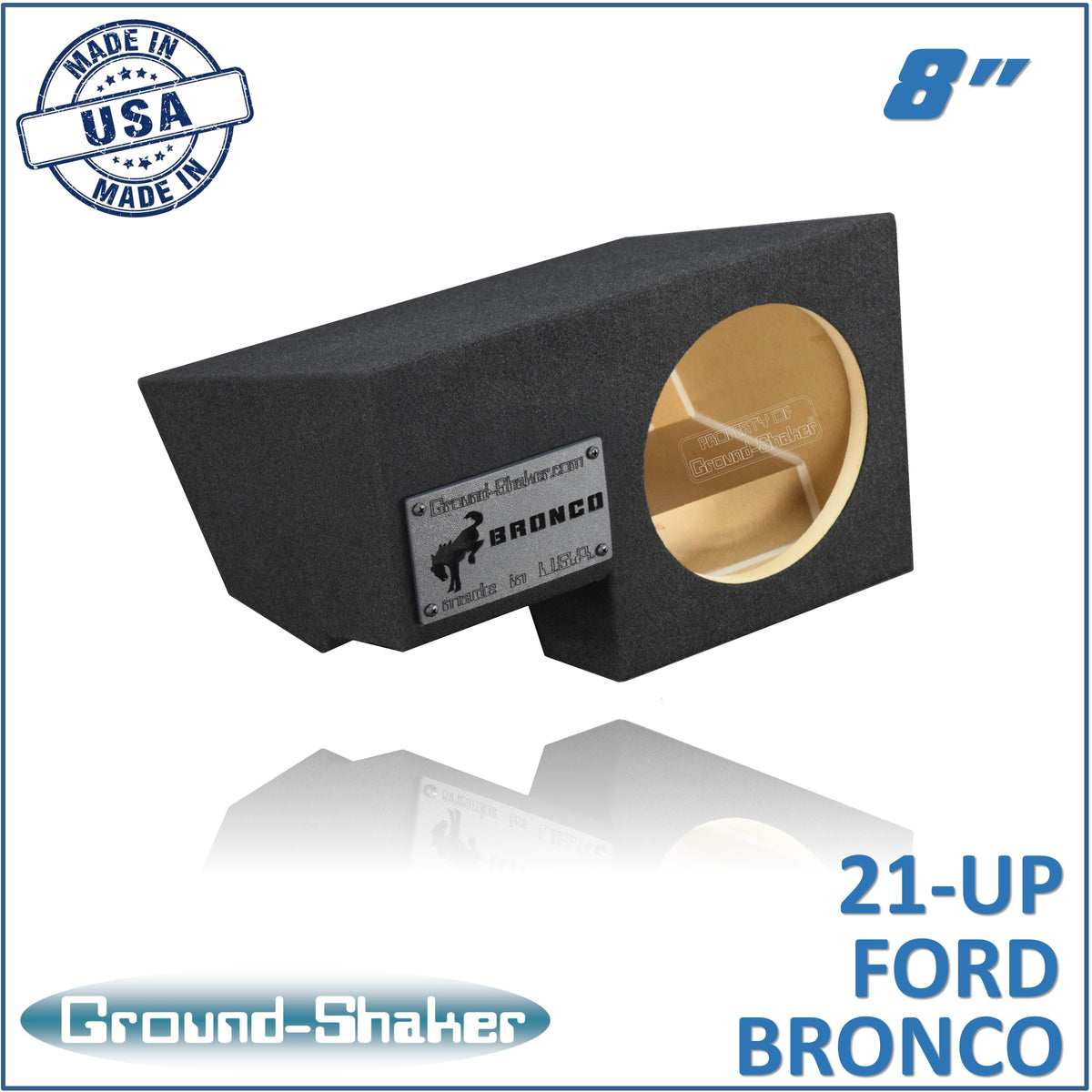 Ground Shaker GS-FB18B single 8 inch sealed sub box for 2021-2026 Ford Bronco under rear seat