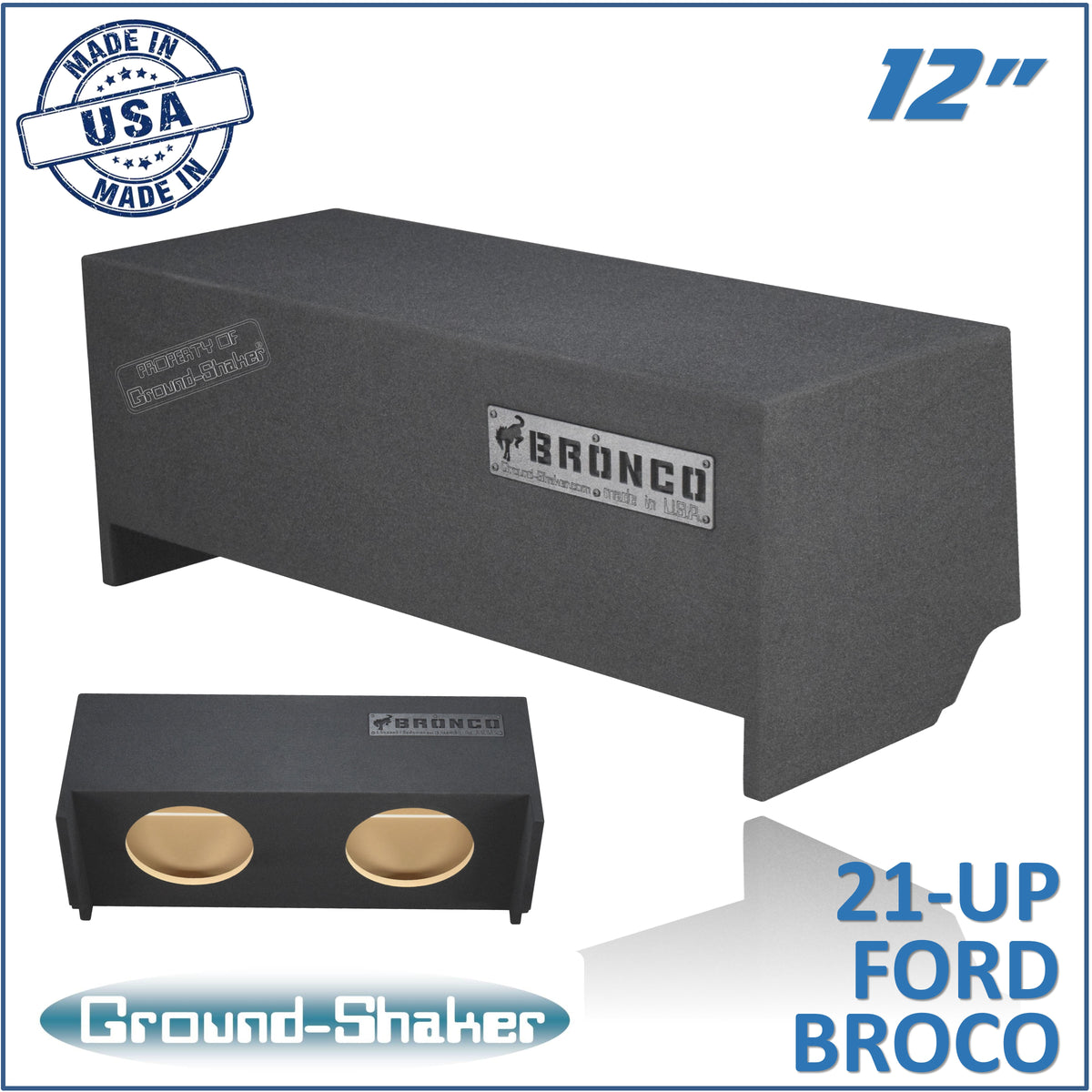 Ground Shaker GS-FB212B dual 12 inch sealed sub box for 2021-2026 Ford Bronco