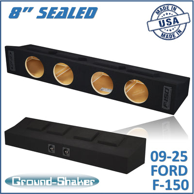 Ground Shaker GS-FF15048B quad 8 inch sealed subwoofer enclosure for 09-26 Ford F-150 Crew Cab