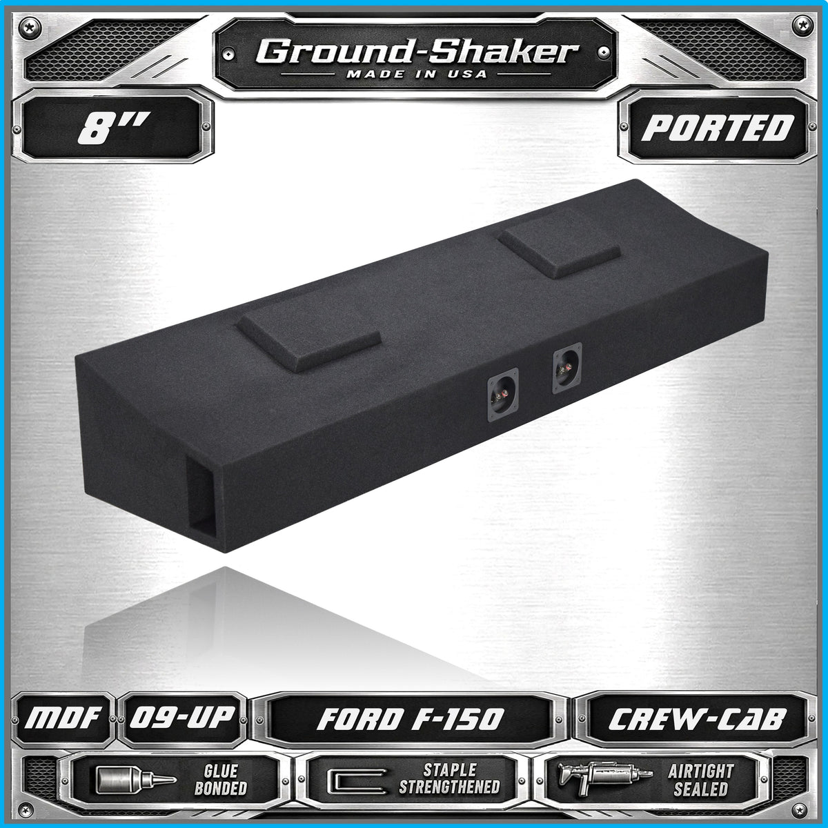 Dual 8 inch ported sub box for 09-26 Ford F-150 Crew Cab - side view