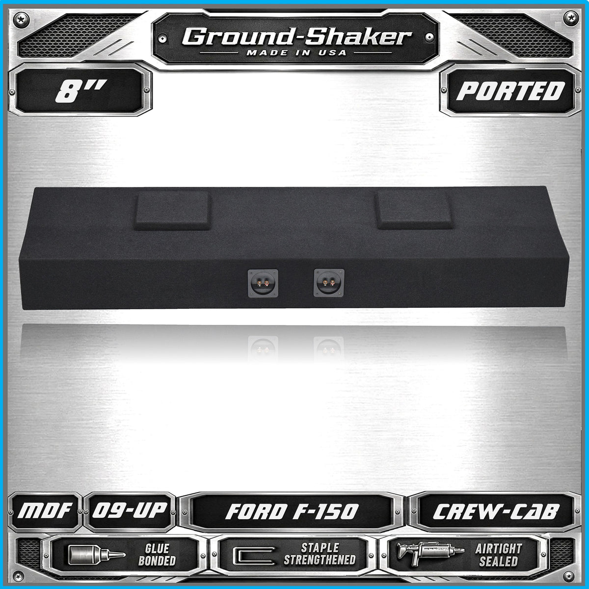 Dual 8 inch ported sub box for 09-26 Ford F-150 Crew Cab - slot port detail