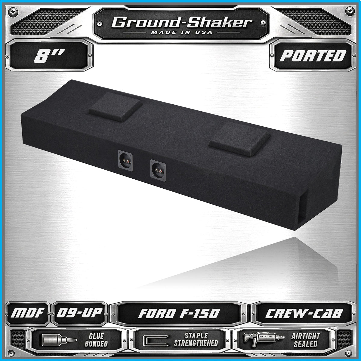 Dual 8 inch ported sub box for 09-26 Ford F-150 Crew Cab - terminal detail