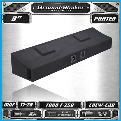 Dual 8 inch ported sub box for 17–26 Ford F-250 Crew Cab, side profile