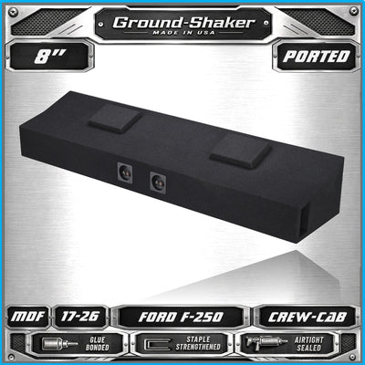 Carpeted finish detail, dual 8 inch ported box for Ford F-250 Crew Cab