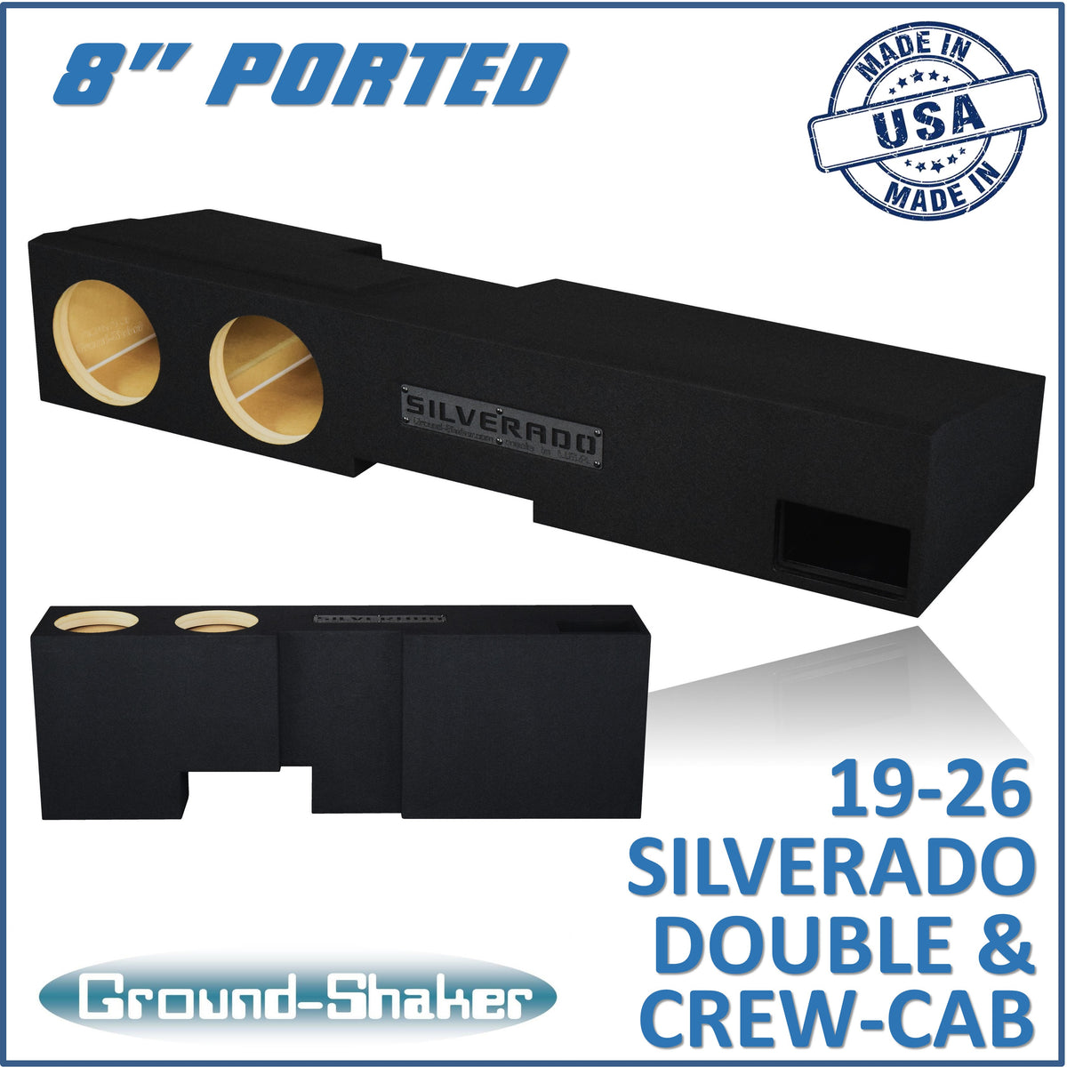 GS-FLCHVP28B subwoofer enclosure for Fits 19–26 Chevy Silverado Crew Cab