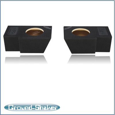 Ground Shaker dual 8 inch sealed sub boxes installed under Ford Maverick rear seat
