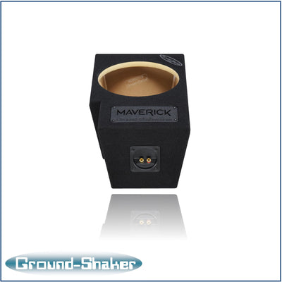 Ground Shaker single 10 inch sealed sub box for Ford Maverick driver side - top view