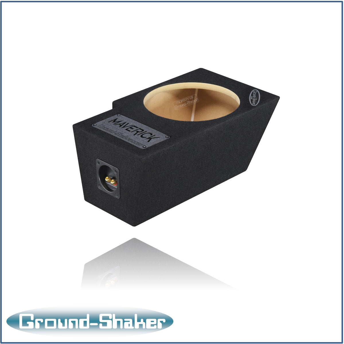 Ground Shaker single 10 inch sealed sub box for Ford Maverick driver side - detail view
