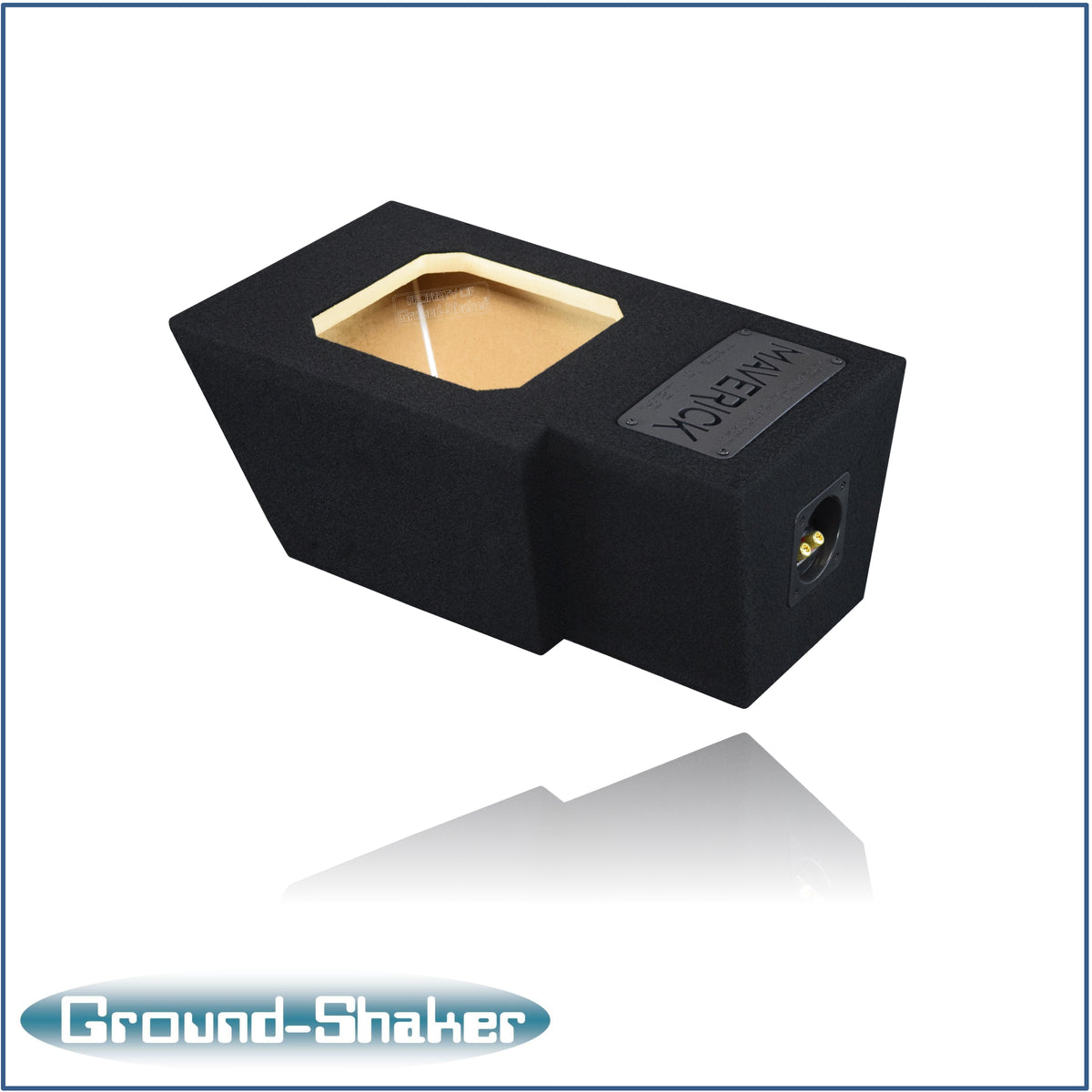 Ground Shaker 8 inch square-cut sealed sub box for Ford Maverick driver side - side view