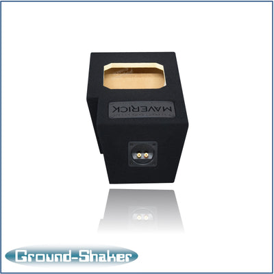 Ground Shaker 8 inch square-cut sealed sub box for Ford Maverick driver side - top view