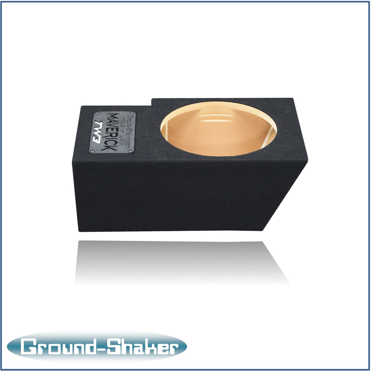 Ground Shaker 10 inch TW3 sealed sub box for Ford Maverick driver side - angle view