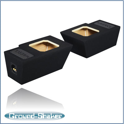 Ground Shaker dual 8 inch square-cut sealed sub boxes for Ford Maverick - detail view