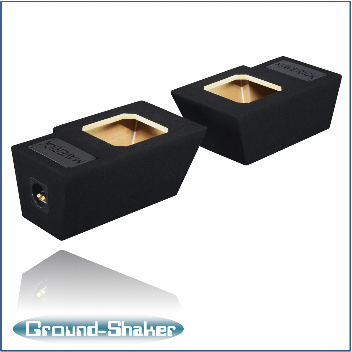 Ground Shaker dual 8 inch square-cut sealed sub boxes for Ford Maverick - detail view