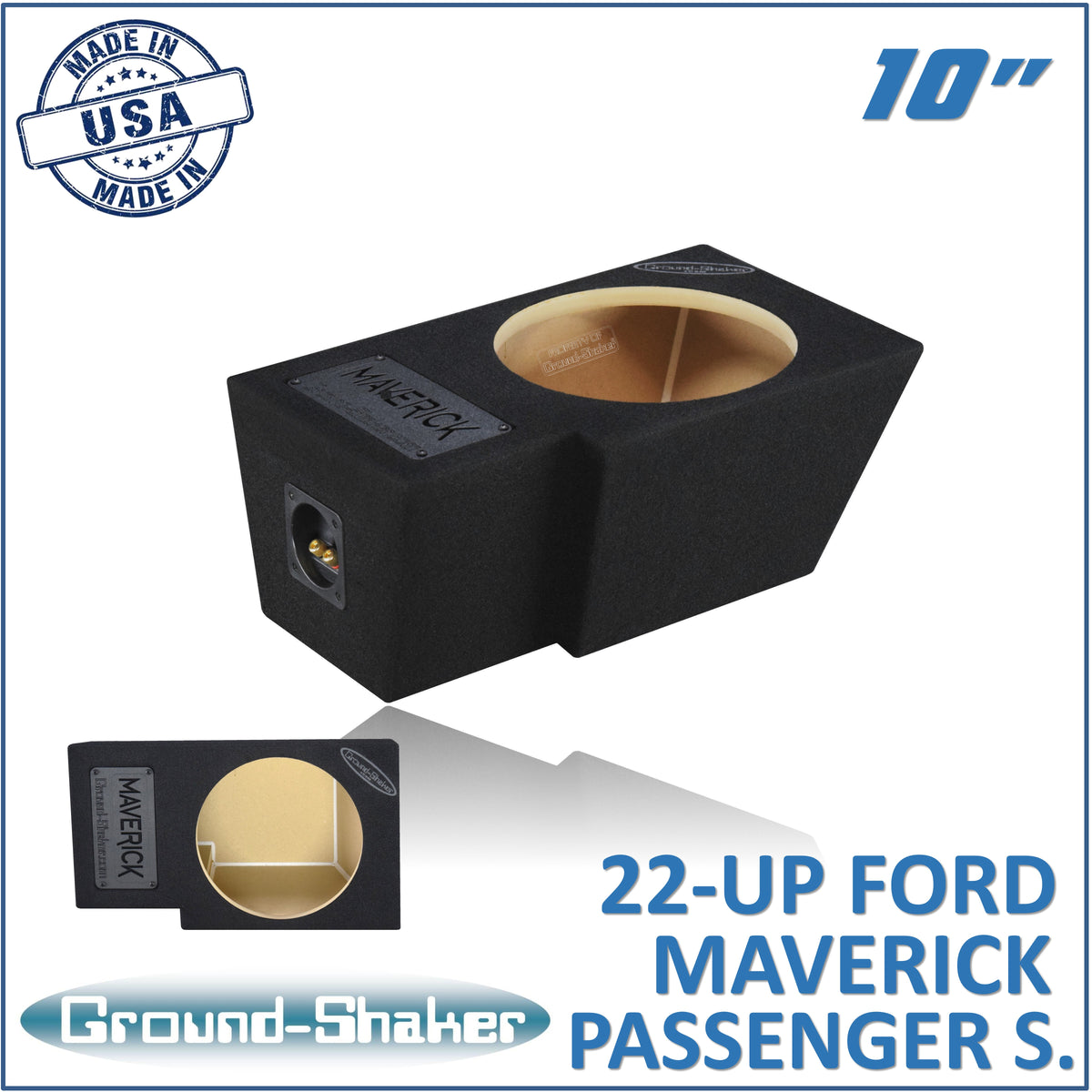 Ground Shaker GS-FMAP110B single 10 inch sealed subwoofer box for 22-26 Ford Maverick passenger side
