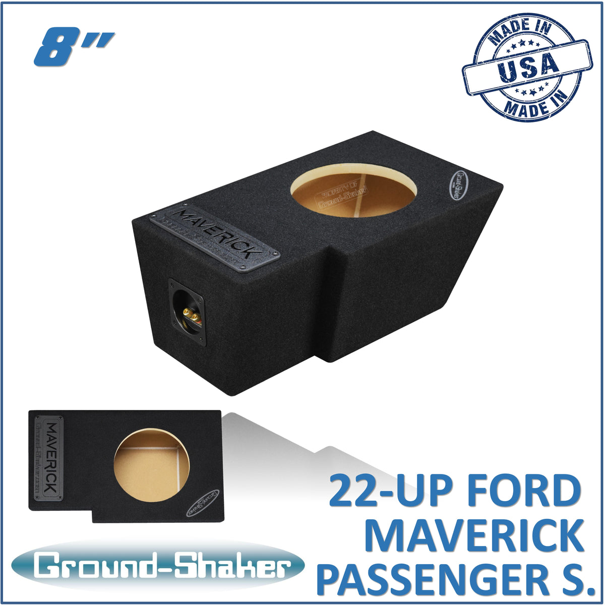 Ground Shaker GS-FMAP18B single 8 inch sealed subwoofer box for 22-26 Ford Maverick passenger side