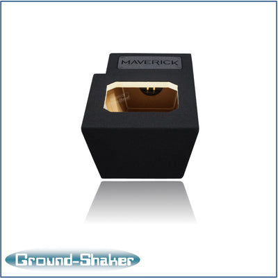 Ground Shaker 8 inch square-cut sealed sub box for Ford Maverick passenger side - top view