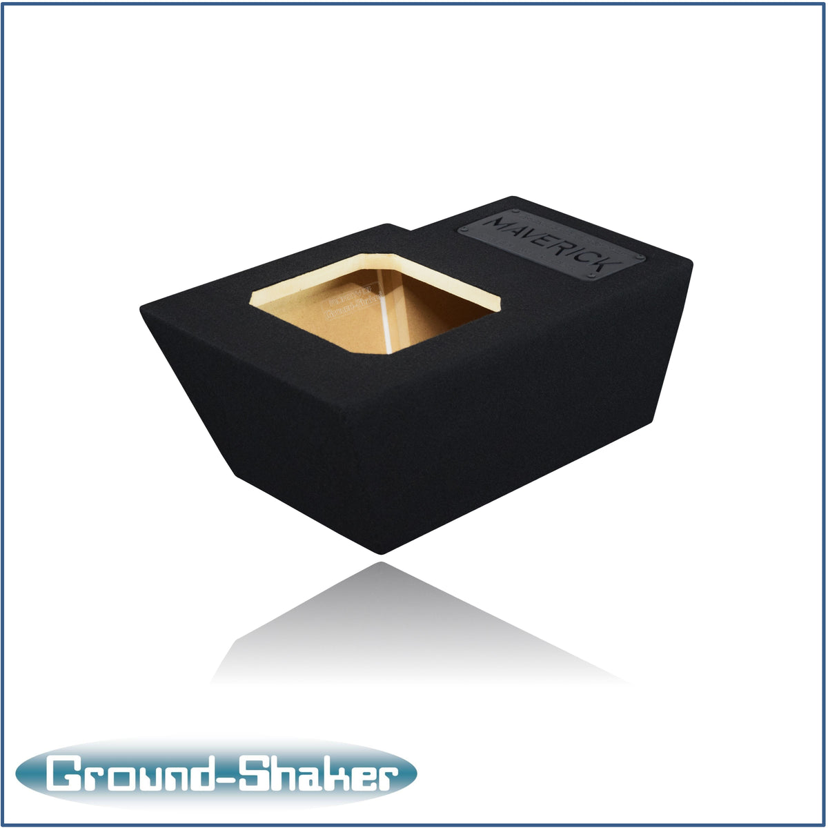 Ground Shaker 8 inch square-cut sealed sub box for Ford Maverick passenger side - detail view