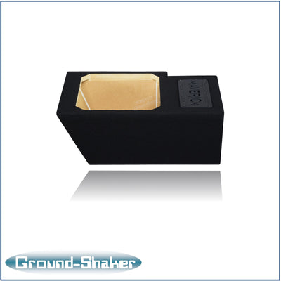 Ground Shaker 10 inch L7T sealed sub box installed under Ford Maverick rear seat passenger side