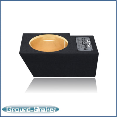 Ground Shaker 10 inch TW3 sealed sub box installed under Ford Maverick rear seat passenger side